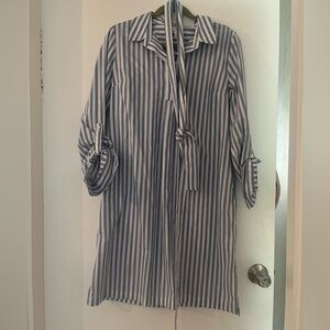 1901 striped bow dress with belt, size medium